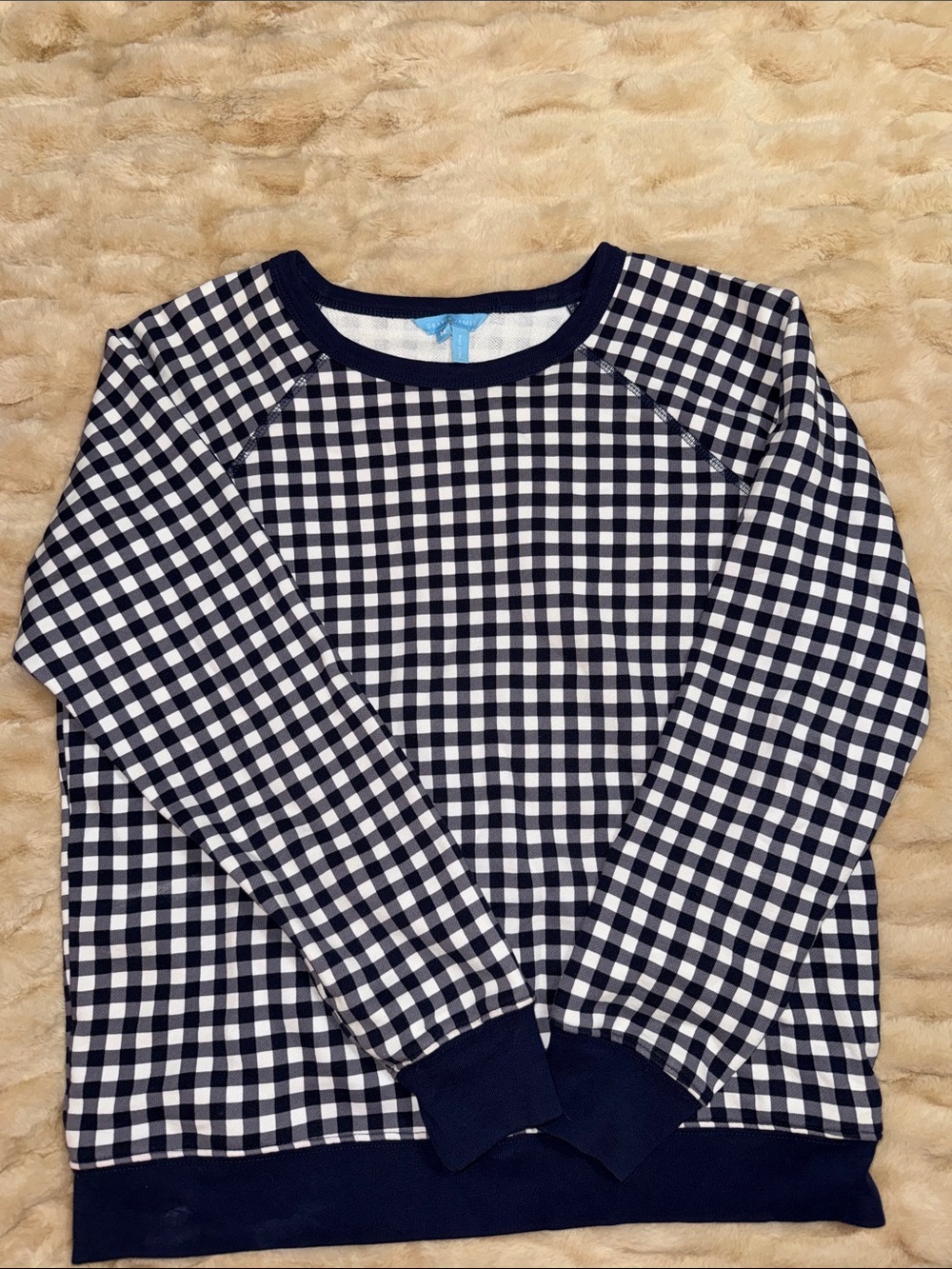 Draper James Navy & White Gingham Long Sleeve Pullover